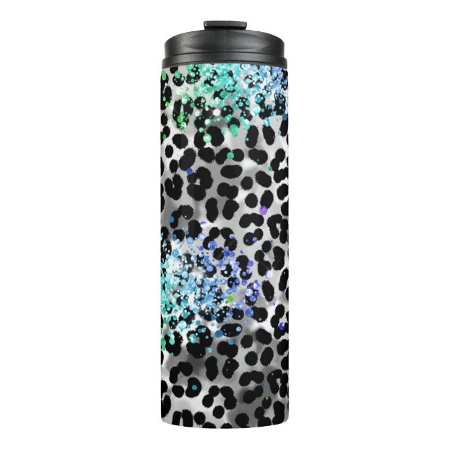 *~* QR Glitter Animal Leopard Spots  pattern Thermal Tumbler (Front)