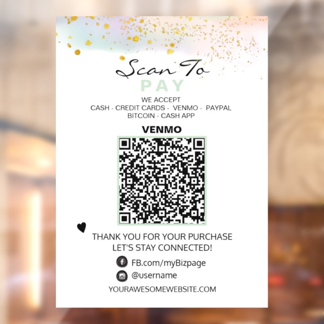 *~* QR Glitter PASTEL  Scan to Pay Payment Window  Cling (Sheet 2)