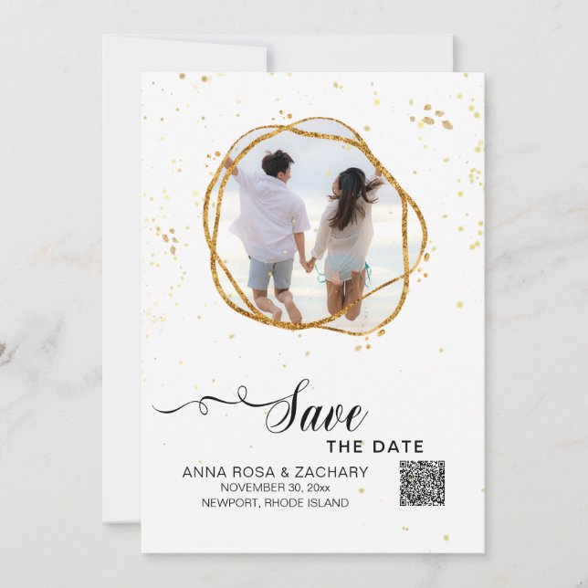 *~* QR Glitter - Wedding Website AR6 Save The Date (Front)