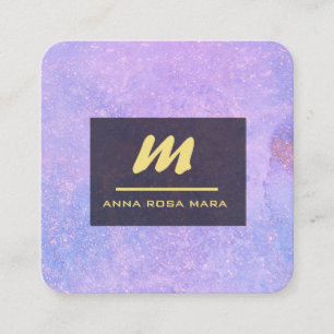 *~* QR Lavender White Gold Magenta Initial AP65 Square Business Card