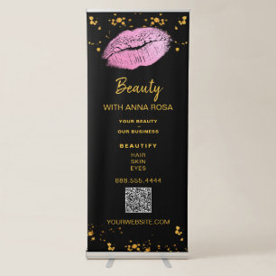 *~* QR LOGO Expo Hot PINK LIPS Store Shop Retracta Retractable Banner