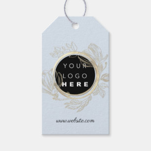 Qr Logo Product Description Price Floral BlueGold  Gift Tags