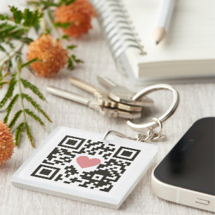 QR Love Code Key Ring