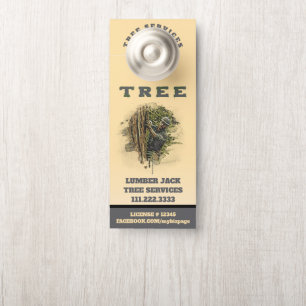 *~*  QR Lumber Jack Yellow TREE Tree Services Door Door Hanger
