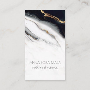 *~* QR Luxe Agate Black Gold White Glam AP66 Business Card