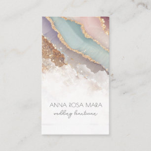 *~* QR Luxe Agate Lavender Mauve Gold Glitter AP66 Business Card