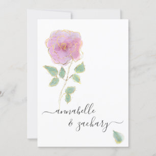 *~* QR MINIMAL RSVP Rose Gold Glitter AR12 Wedding Invitation