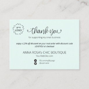 *~* QR Minimal Simple Thank You Branding Logo Enc Enclosure Card