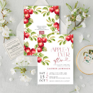 QR Modern Appley Ever After Apple Bridal Shower Invitation