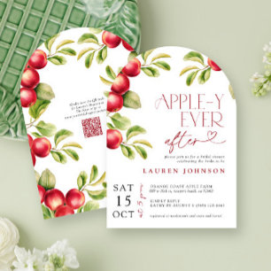 QR Modern Appley Ever After Apple Bridal Shower Invitation