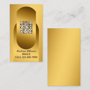QR Nail Technician Golden Business Card