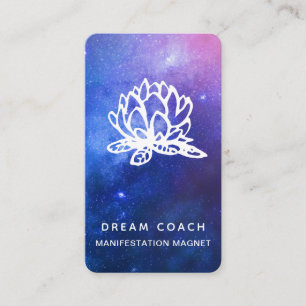 *~* QR Night Celestial Galaxy Sky Lotus Floral Business Card