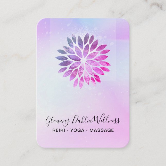 *~* QR Ombre AP2 Mandala Dahlia Pastel Blue Pink Business Card (Front)