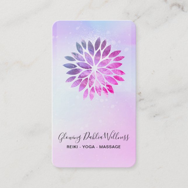 *~* QR Ombre Mandala AP2 Dahlia Pastel Blue Pink Business Card (Front)