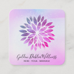 *~* QR Ombre Mandala Dahlia Pastel Blue Pink AP2 Square Business Card