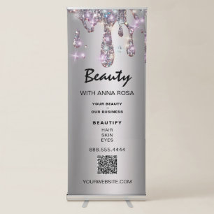 *~* QR OR Logo Expo Drip Store Shop Silver Retractable Banner