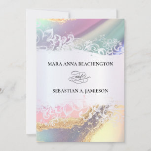 *~* QR Pastel  RSVP AR2 Agate Wedding Invitation