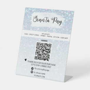 *~* QR PAYMENT Tabletop Table Tent  Pedestal Sign