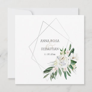 *~* QR PEONY Floral RSVP Frame AR15  Wedding Invitation