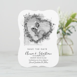*~* QR PHOTO AR6 WEDDING Heart SAVE the DATE Invitation