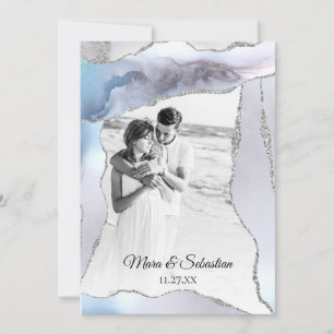 *~* QR PHOTO RSVP AR13 AGATE Pearl Wedding In Invitation