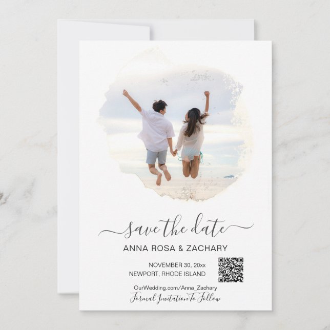 *~* QR  Photo - WEDDING SAVE the DATE AR6 Website  Invitation (Front)