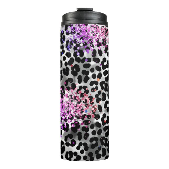 *~* QR Pink Glitter Animal Leopard Pattern Girly  Thermal Tumbler (Front)