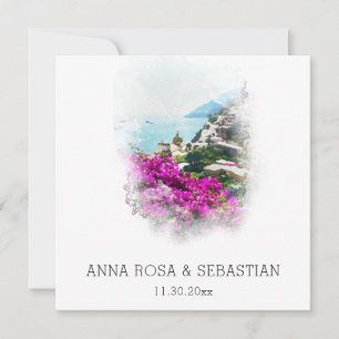 *~* QR POSITANO Italy Flowers AR20 RSVP Wedding Invitation