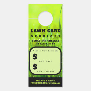 *~* QR Quote Estimate Green Grass Lawn Care Door Hanger