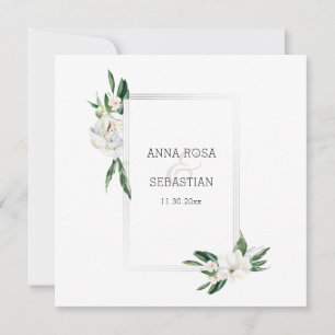 *~* QR RSVP AR15 Peony Flowers Frame Wedding Invitation