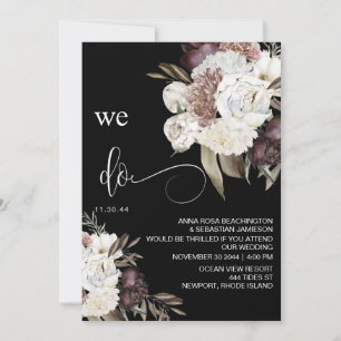 *~* QR RSVP Floral Burgundy Rose AR15 WEDDING Invitation