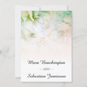 *~* QR RSVP Floral Glitter Peach Teal Wedding Invitation