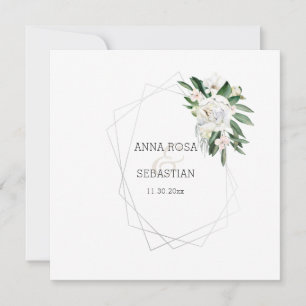 *~* QR RSVP Frame AR15  Floral Peony Wedding Invitation