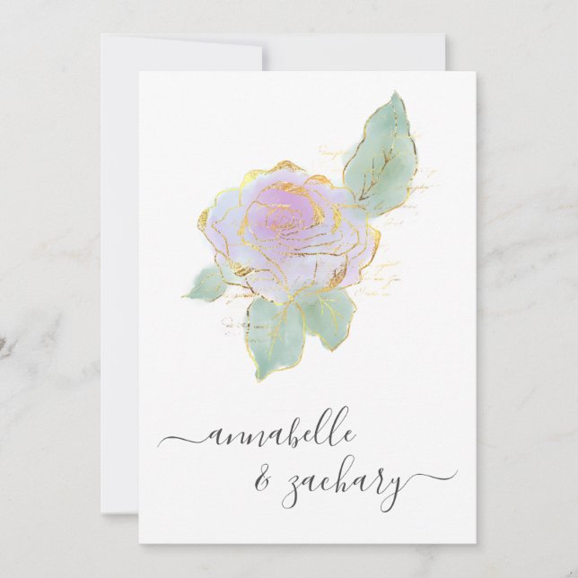 *~* QR RSVP Single Rose Gold Glitter AR12 Wedding  Invitation (Front)