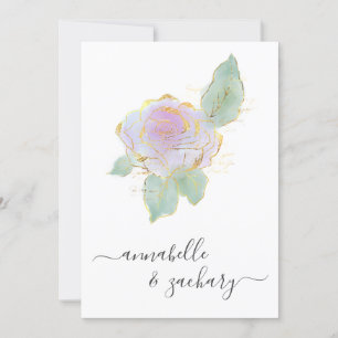 *~* QR RSVP Single Rose Gold Glitter AR12 Wedding  Invitation