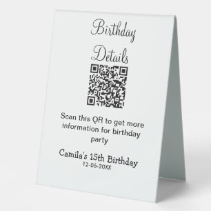 QR scan birthday party details modern 15 birthday