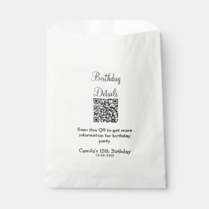QR scan birthday party details modern 15 birthday Favour Bags
