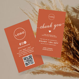 QR Scan Thank You   Discount Logo Business Card
