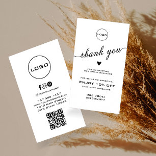QR Scan Thank You   Discount Logo Business Card