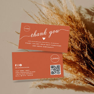 QR Scan Thank You   Discount Logo Business Card