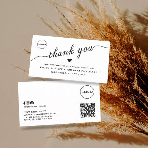 QR Scan Thank You   Discount Logo Business Card