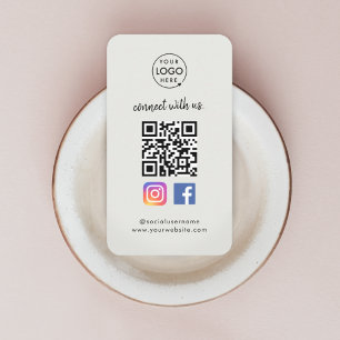 QR Scan to Connect   Instagram Facebook Grey Business Card