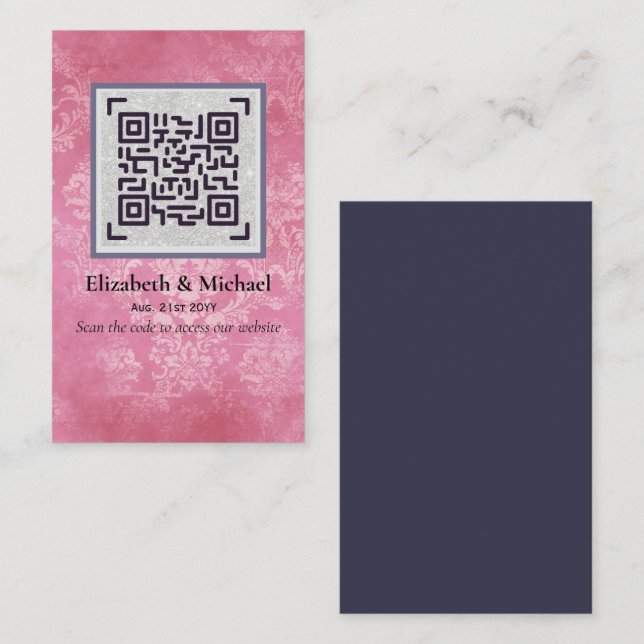 QR Scanning Code RSVP Wedding Details Enclosures Business Card (Front/Back)
