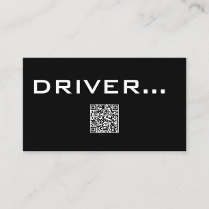 QR Simple Black Business Card White Text - DRIVER