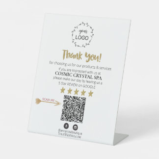 *~* QR Simple Minimal Review Logo THANK YOU AP8 P Pedestal Sign