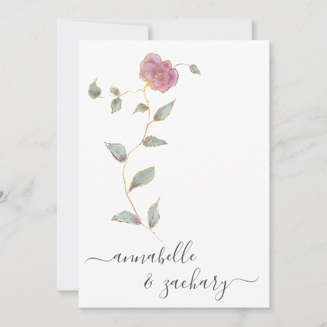 *~* QR SIMPLE RSVP Rose Gold Glitter AR12 Wedding  Invitation (Front)