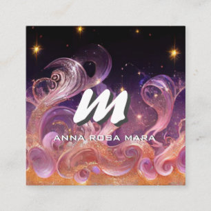 *~* QR Sky Night Stars ETHEREAL WAVES AP93 Square Business Card