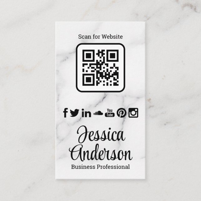 Qr | Social Media Icons | Marketing Business Card (Front)