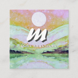 *~* QR SUN  Modern Abstract Landscape Nature AP93  Square Business Card
