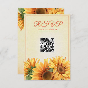 QR Sunflower Wedding RSVP Card